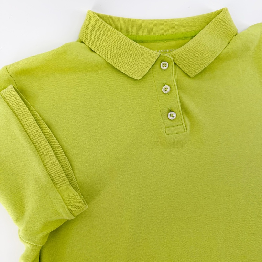 Lands' End Women's XL Polo Shirt 100% Pima Cotton Lime Green Golf Tennis Casual